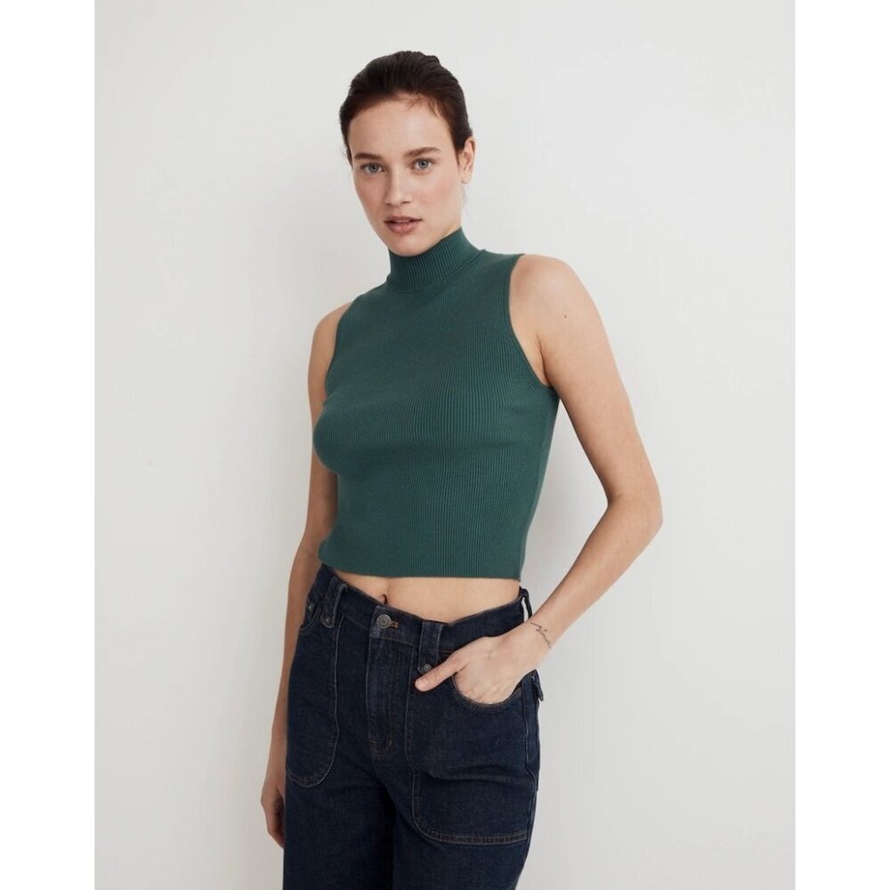Madewell The Signature Knit Mockneck Sweater Tank Spruce green sz XXS